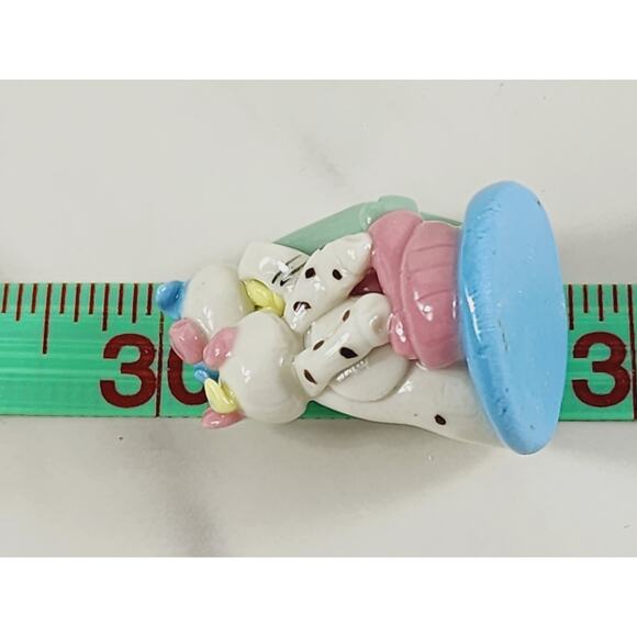 Mini Pig Piglet Piggy Happy Couple Cooking 1 1/2" Pottery Figurine 90s Vintage - Picture 12 of 12